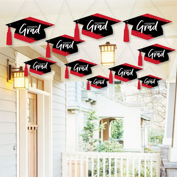 Hanging Red Grad - Outdoor Red Graduation Party Hanging ...