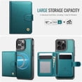 thumbnail image 3 of JEEHOOD Case For iPhone 15 Pro, RFID Blocking Compatible With MagSafe Detachable 2 In 1 Wallet With Snap fastening Card Holder,PU Leather Case,Kickstand Magnetic Protective Women Men Cover,Blue, 3 of 8