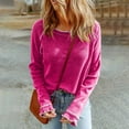 thumbnail image 2 of VBTAPA Womens Waffle Knit Shirts Raglan Long Sleeve Crewneck T-shirt Loose Casual Tee Tops 2026 Fall Winter Fashion Clothes Pink S, 2 of 7