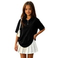 thumbnail image 2 of Girls Collared School Uniform Polo Shirts Kid Short Sleeve Pique Polo Shirt Black,5-6 Years, 2 of 7