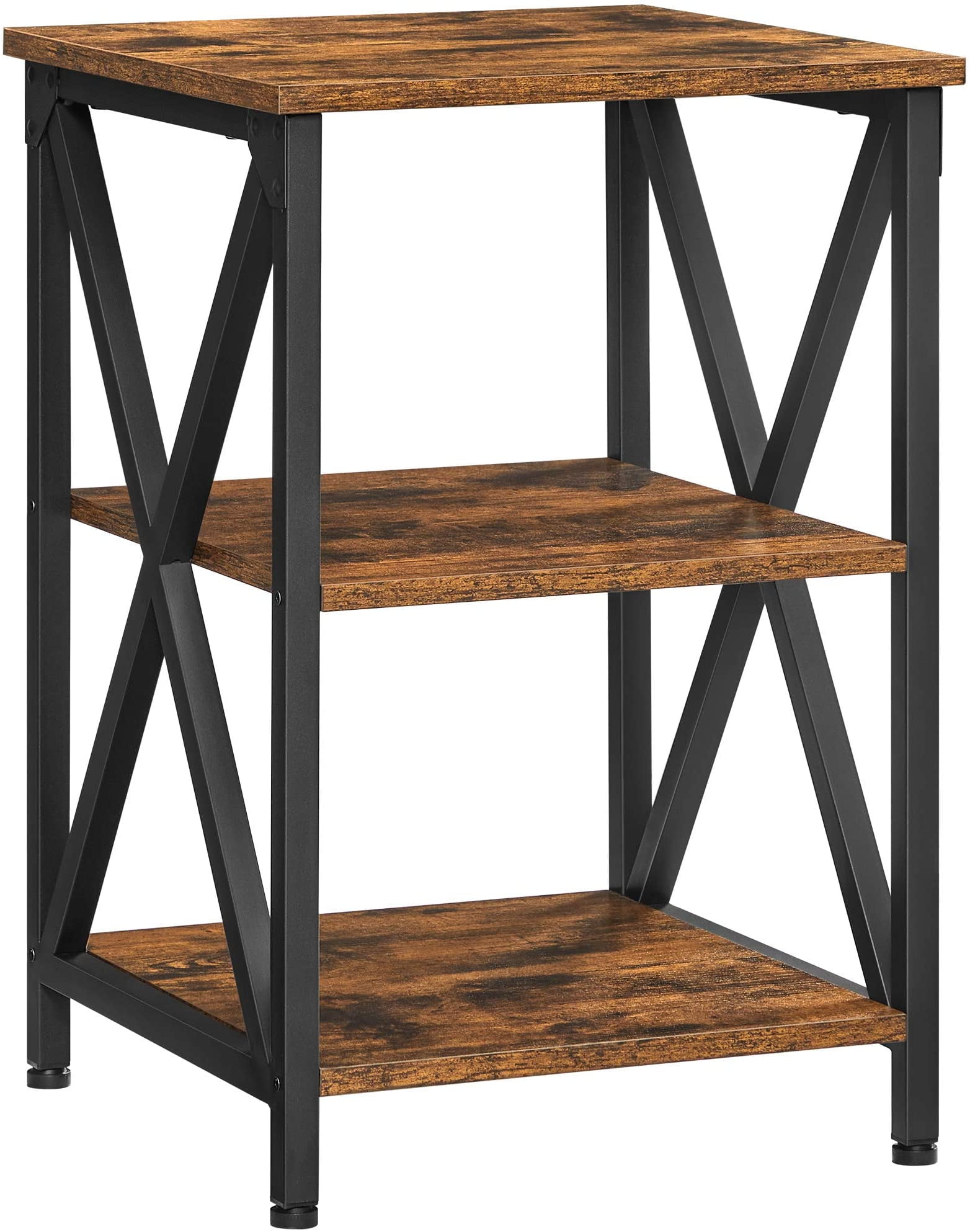 prinses heb vertrouwen Rudyard Kipling Nightstand, 3-Tier Side Table with Storage Shelf, End Table Steel Frame,  for Bedroom, Living Room, X-Shaped Design, Farmhouse Industrial Style,  Rustic Brown and Black ULET278B01 - Walmart.com