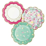 Creative Converting 340230 Floral Tea Party Scalloped Dessert Plates, 8 Count
