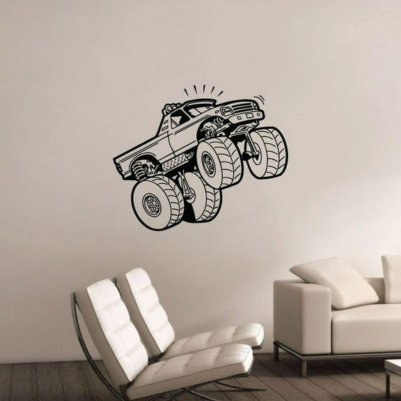 Monster Truck Trucks Toy Car Wheels Cars Ride Wall Sticker Art Decal for Girls Boys Room Bedroom Nursery Kindergarten House Fun Home Decor Stickers Wall Art Vinyl Decoration Size (20x20 inch)