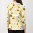 thumbnail image 6 of Shirts for Women Easter Loose 3/4 Sleeve Tunic Tops Funny Bunny & Egg Printed T-Shirts Holiday Crew Neck Blouses Casual Three Quarter Length Pullover Hot Pink 3XL, 6 of 6