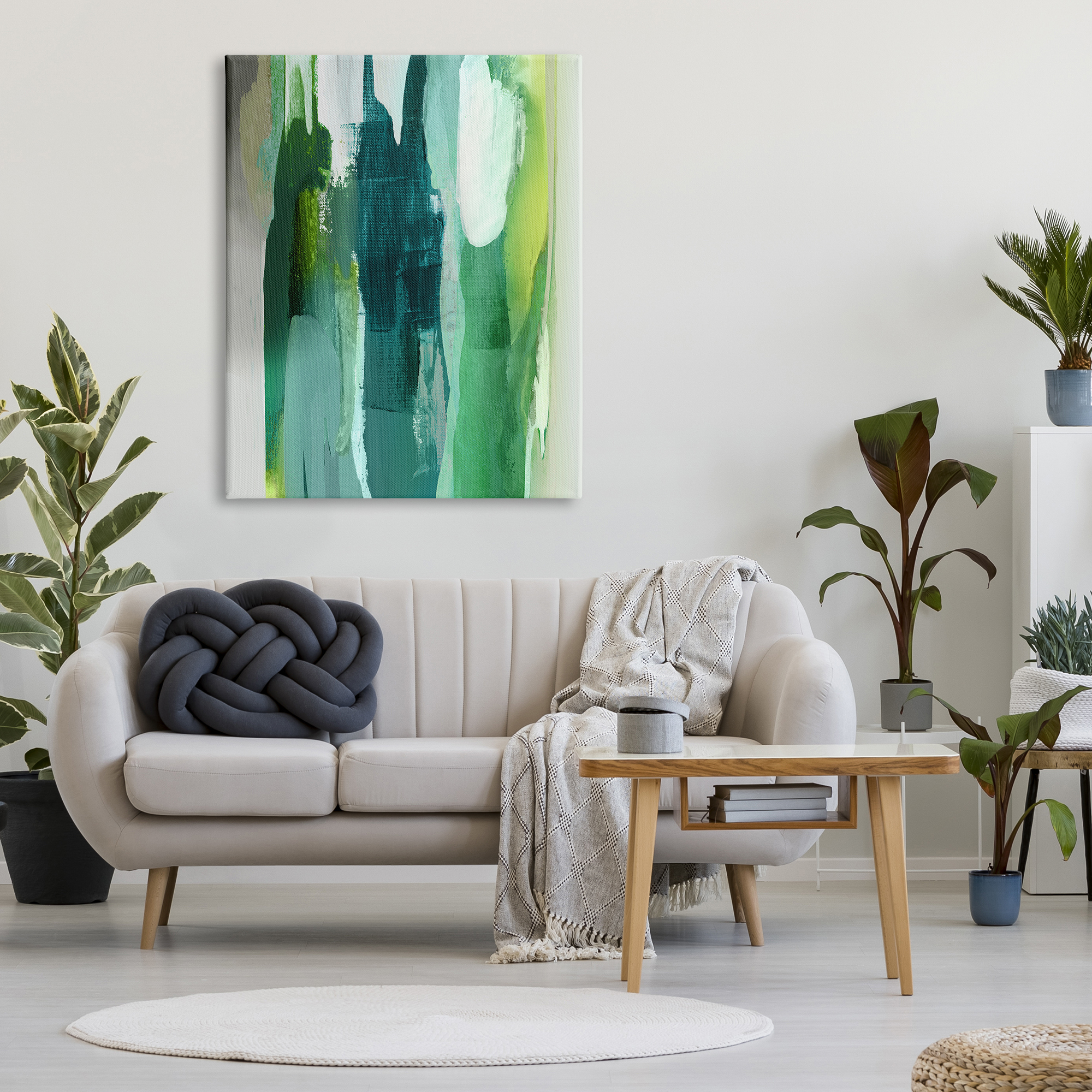 Stupell Industries Green Asymmetrical Abstract Abstract Painting Gallery Wrapped Canvas Print Wall Art, 36 x 48
