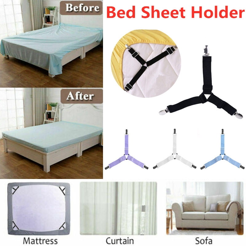 Htocinq 4 Pack Adjustable Bed Sheet Holder Straps Triangle Non Slip Elastic Mattress Corner Clips With Heavy Duty Grippers Clips For Bedding Sheets Mattress Covers And Sofa Cushion Walmart Com Walmart Com