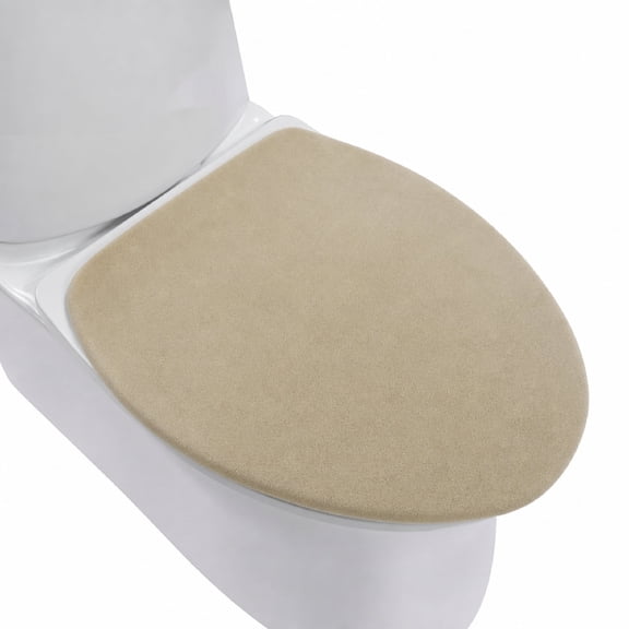 Toilet Lid Cover, Soft Stretch Microfiber Absorbent Toilet Seat Lid Cover, Fits Most Sizes, Beige