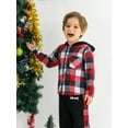 thumbnail image 3 of URMAGIC 2Pcs Little Boys Hoodie Tops Pants Set Plaid Print Long Sleeve Hoodies Long Pants Fall Winter Outfits, 3 of 8