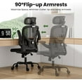thumbnail image 6 of STARY Ergonomic Office Chair, Computer Chair with Adjustable Lumbar Support, Flip-up Arms and Headrest, Breathable Mesh Desk Chair for Home Office, Black & Black, 6 of 7