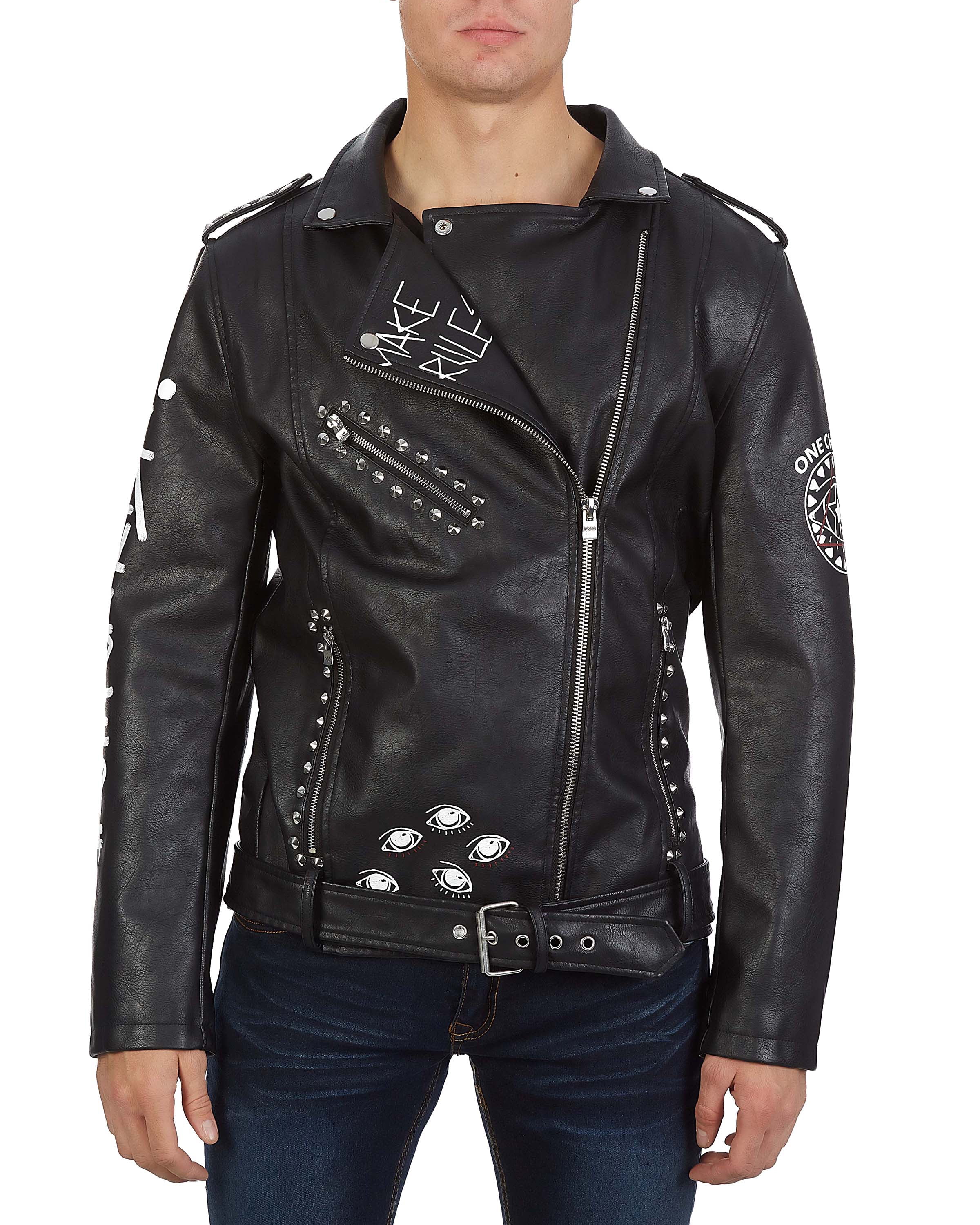 X RAY Mens Leather Biker Jacket Moto Faux Leather Casual Motorcyle Jacket for Men