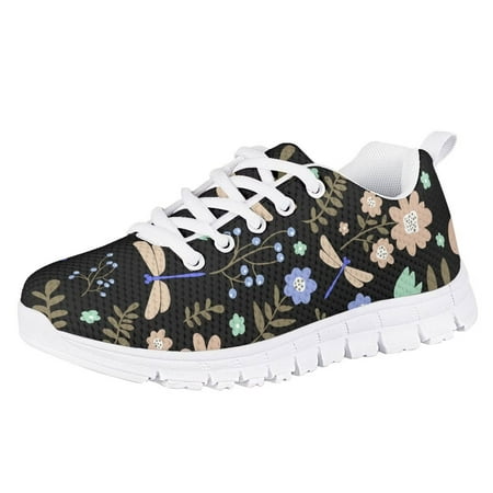 Pzuqiu Dragonfly Kids Running Shoes Girls Size 2 Breathable Sports Shoes Comfortable Walking Shoes Lace Up Athletic Shoes