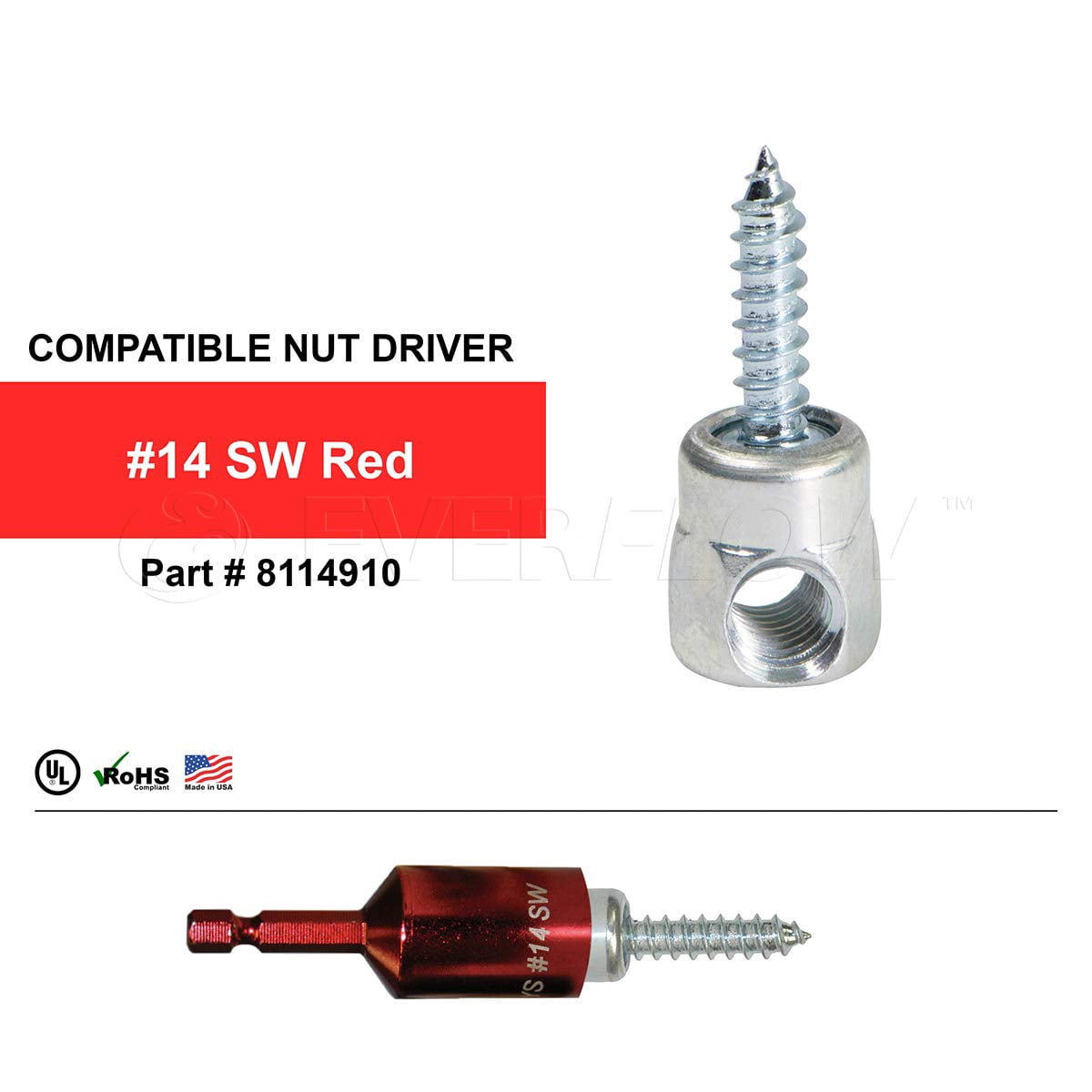 1/4 x 2 in. Sammys Rod Anchor Super Screw, 3/8 in. Threaded Rod Fitting, for Wood (Pkg.=25)
