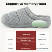 EverFoams Women's Cozy Waffle Slippers Soft Quilted Memory Foam Indoor House Shoes with Non-Slip Rubber Sole Bright Gray,5-6 US