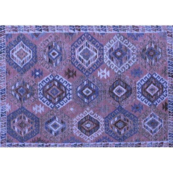 Ahgly Company Indoor Rectangle Southwestern Blue Country Area Rugs, 2' x 3'