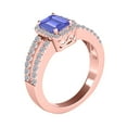 thumbnail image 3 of AoneJewelry Spilt Shank Style 10k Solid Rose Gold Diamond Ring With 2.00 Cttw Emerald Cut Natural Tanzanite and Diamonds (I-J, I1-I2), 3 of 5
