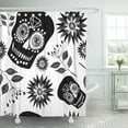 thumbnail image 1 of ABPHQTO Brillante hermoso gráfico Vintage blanco y negro esqueleto estrellas flores cortina de ducha 150x180 cm, 1 of 1