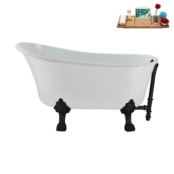 51'' Streamline N372BL-BL Soaking Clawfoot Tub and Tray with External Drain