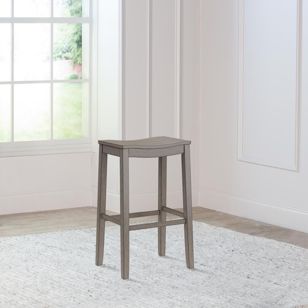 Woven Paths Fiddler Backless Wood Bar Height Stool, Aged Gray