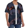 thumbnail image 2 of KLL Fire Breathing Dragon Twilight Print Men's Shirt Short Sleeve Button Down Summer Cuba Beach Shirts- Medium, 2 of 5