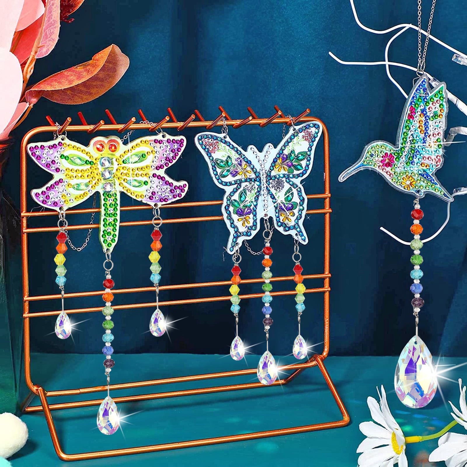 Qilery 12 Pcs Butterfly Diamond Painting Butterfly Stained Glass Window  Clings Diamond Painting Kits Stained Glass Diamond Painting Kit DIY Diamond