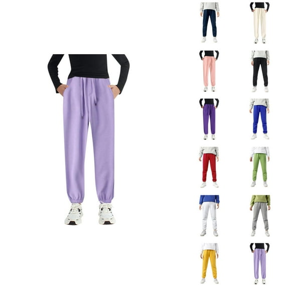 Boys Girls Active Pants Jogger Sweatpants With Pockets Kids Trousers Casual Solid Pants