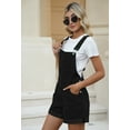 thumbnail image 3 of Pink Queen Women's Denim Classic Adjustable Straps Cuffed Hem Bib Overalls Shortalls S-2XL, 3 of 7