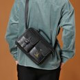 thumbnail image 2 of Bolso bandolera de cuero PU para hombre Vintage, bolsos pequeños con múltiples bolsillos (negro), 2 of 5