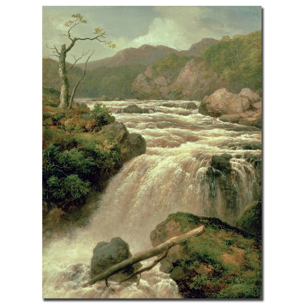 Trademark Art "Waterfall on River Neath Wales" Canvas Art by James Smith