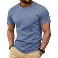 thumbnail image 2 of hlysgo Mens Athletic Shirts Vacation Collarless Shirts Summer Beach Slim Fit Classic Cotton Pullover Tops Dark Blue,3xL, 2 of 6