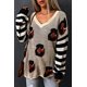 thumbnail image 4 of ABPHQTO Suéter de leopardo de patchwork con mangas a rayas para mujer, 4 of 5