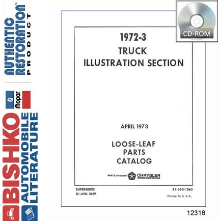 Truck Oem Parts Cd - Bishko OEM Digital Repair Maintenance Parts Book CD for Dodge Truck All Models 1972 - 1973