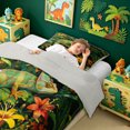 thumbnail image 4 of meiyoeat Jungle Flower Lizard Twin Comforter Sets for Boys Girls Kids, Tropical Rainforest Wildlife Bedding Set, Green, Grey Reversible, 2-Piece, 1 Comforter and 1 Pillowcase, 4 of 6