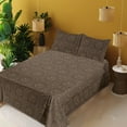 thumbnail image 2 of Ambesonne Art Deco Fitted & Flat Sheet with Shams 4 Pcs Set, Abstract Curvy Lines 30s, King, Chocolate and Dark Mustard, 2 of 5