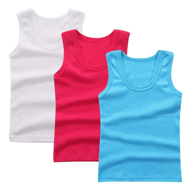 VEKDONE Couche Intérieure pour Enfants 3 Pcs T-shirt d'Été pour Enfants Chandail de Base Camisoles à Col Rond