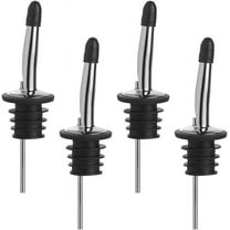 Stainless Steel Classic Bottle Pourers Tapered Spout - Liquor Pourers with Rubber Dust Caps,4 Pack