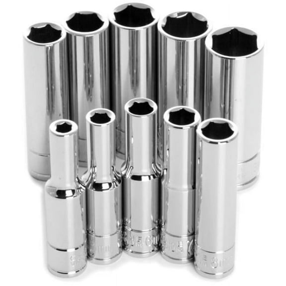Perform Tool W36400 0.25 In. Drive 6 Point Met Deep Well Socket Set