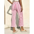 thumbnail image 6 of Womens Cropped Striped Pants Casual High Waisted Stretchy Straight Leg Denim Pants with Pockets, 6 of 6