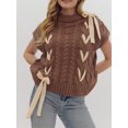thumbnail image 4 of FOCUSNORM Pull-Over Contrasté pour Femmes Col Rond Manches Courtes Débardeur pour Sortir Mode Urbaine pour Usage Quotidien, 4 of 8
