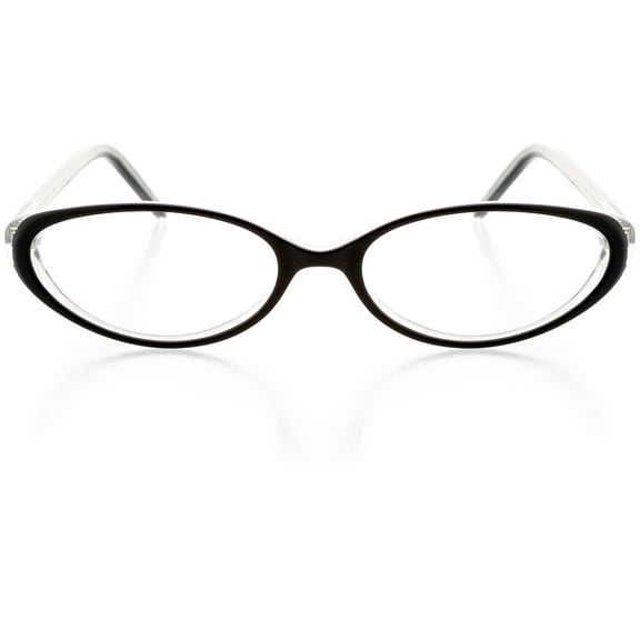 Womens Optical Eyewear - Oval Shape, Plastic Full Rim, Black Crystal