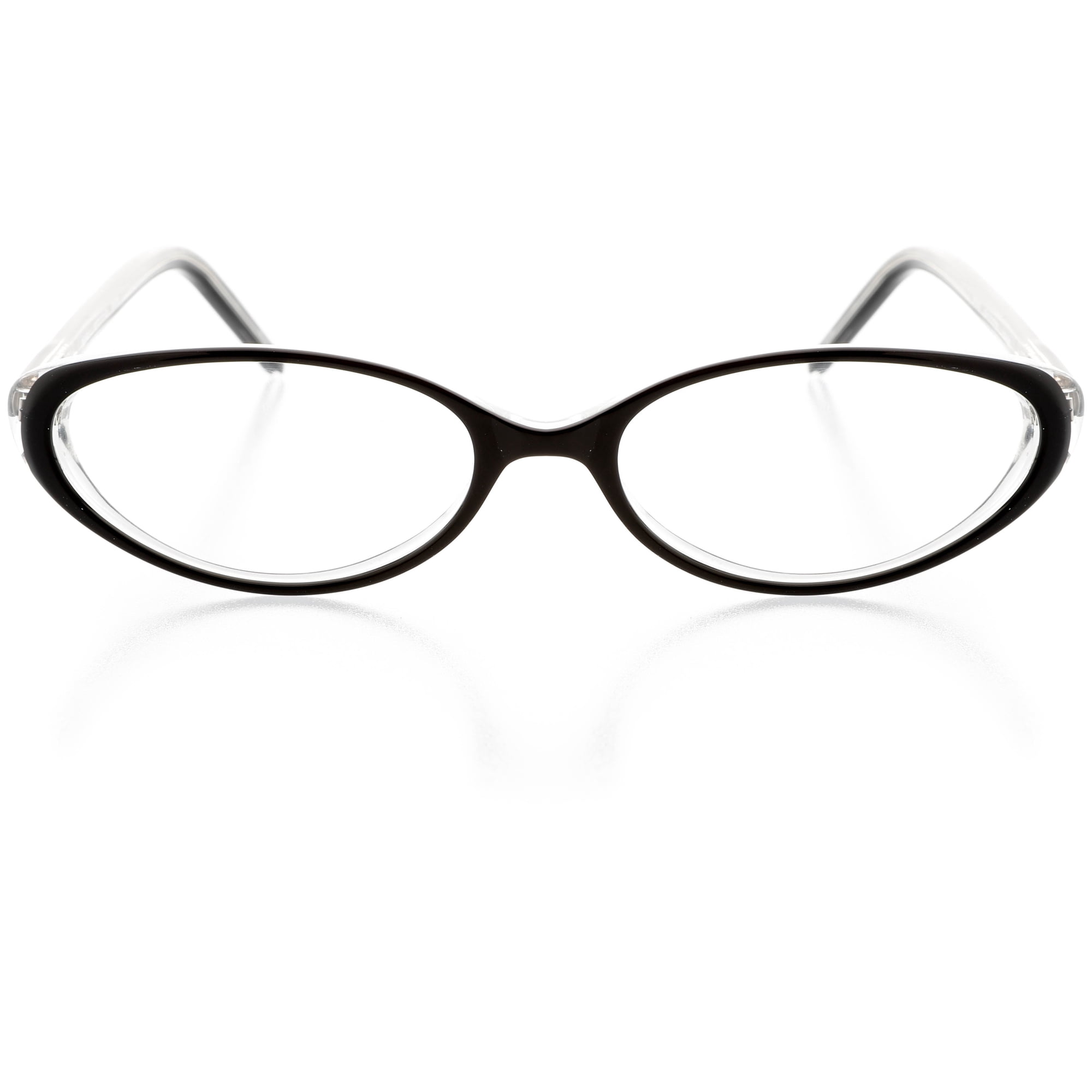 Womens Optical Eyewear - Oval Shape, Plastic Full Rim, Black Crystal