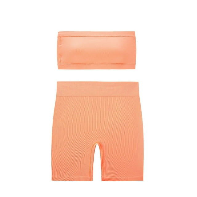 Conjunto de dos piezas de moda para mujer, cuello redondo, sin mangas, pantalones cortos y blusa lisa.