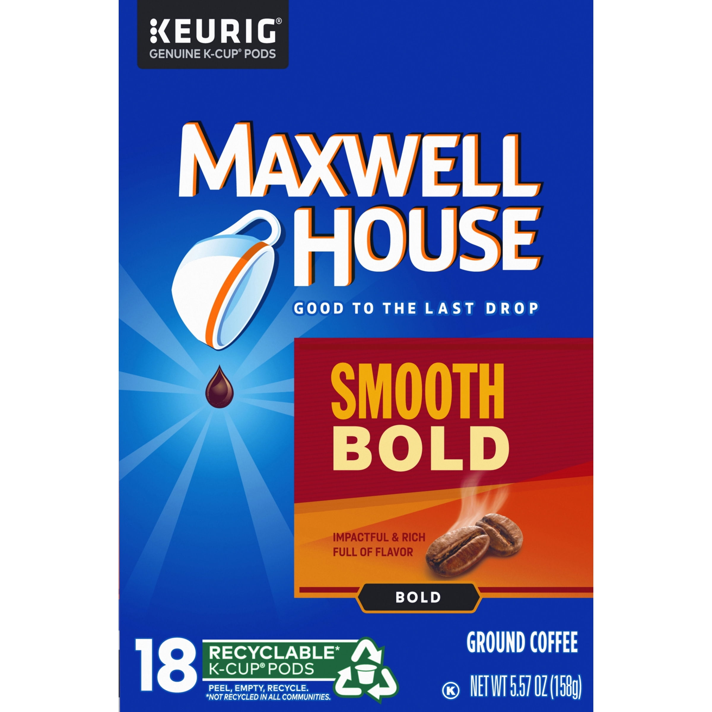 Maxwell House Smooth Bold Dark Roast K-Cup® Coffee Pods, 18 ct Box
