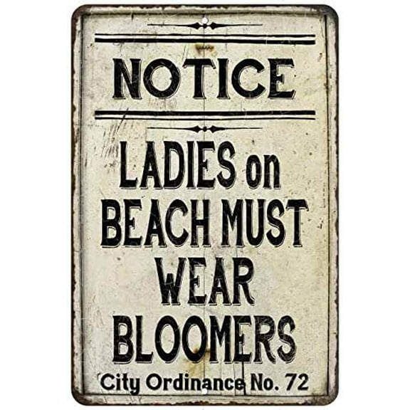 Ladies on Beach Must Wear Bloomers Vintage Look Chic 8 x 12 Matte Finish Metal 108120020237