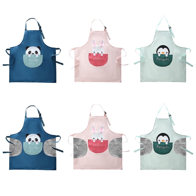 Apron Cartoon Waterproof Apron Adjustable Animal Printed Apron Printed Apron Animal Printed Apron Kitchen Cooking Bib with Pocket, Type 5
