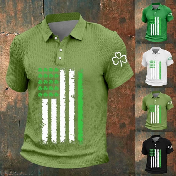CHUMUD St.Patricks Day Shirts for Men Short Sleeve Moisture Wicking Shirts Golf Tennis Daily Casual Collared T-Shirt