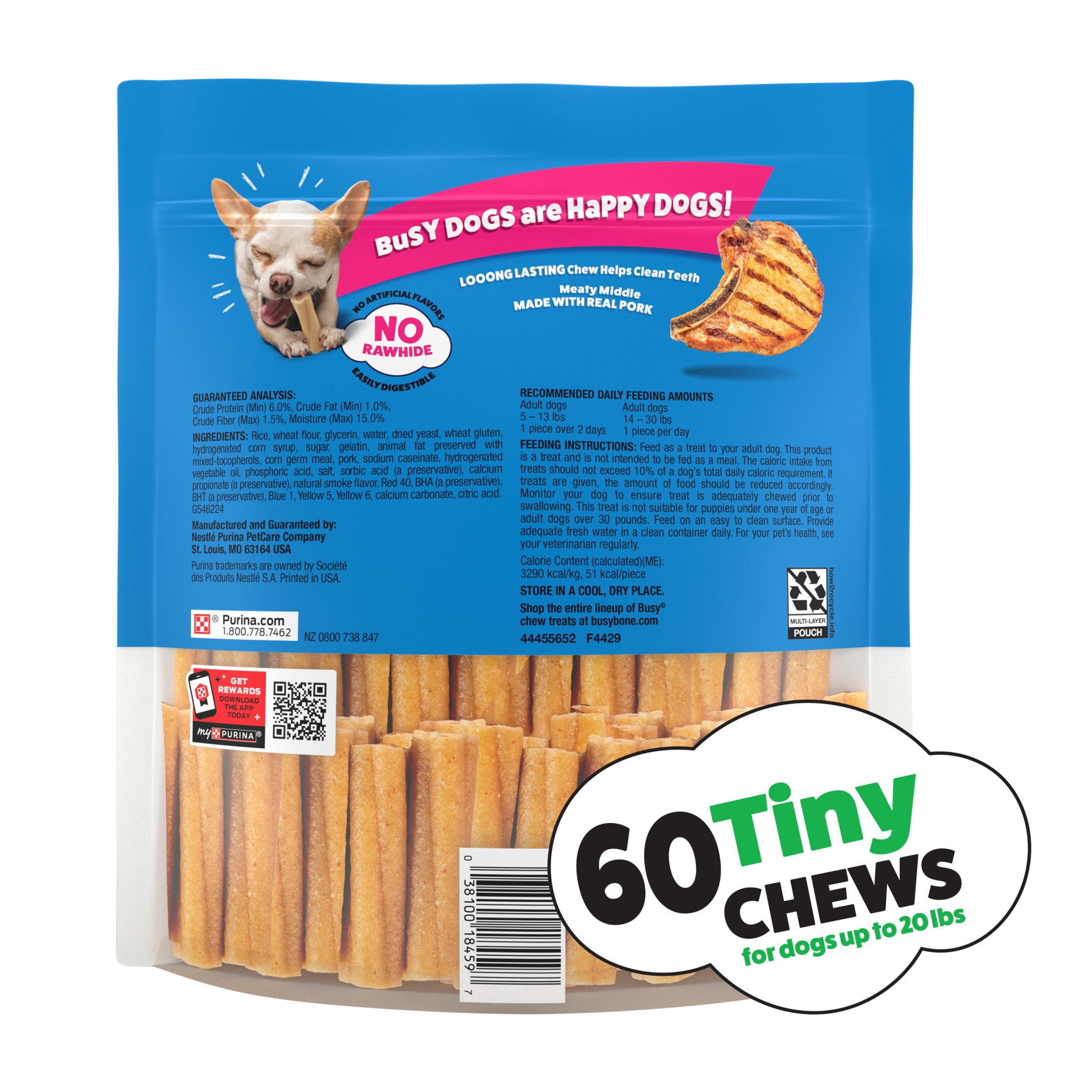 Purina Busy Toy Breed Dog Bones, Tiny, 60 ct. Pouch