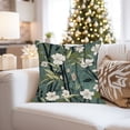 thumbnail image 4 of Ethan Taylor Floral Throw Pillow Soft Cushion Cover 'Zen Japanese Garden Asian Flowers' Pattern Decorative Square Accent Pillow Case, 16x16 Inches, Green, White, 4 of 5