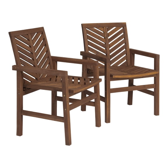 Walker Edison Outdoor Wood Chevron Patio Chair in Gray Wash (Set of 2)