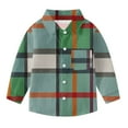 thumbnail image 5 of MKOSPLRT Toddler Baby Boys Girls Plaid Shirts 6M-8Y Long Sleeve Lapel Button Down Shirt Color Block Fall T Shirts Back to School Clothes, 5 of 10