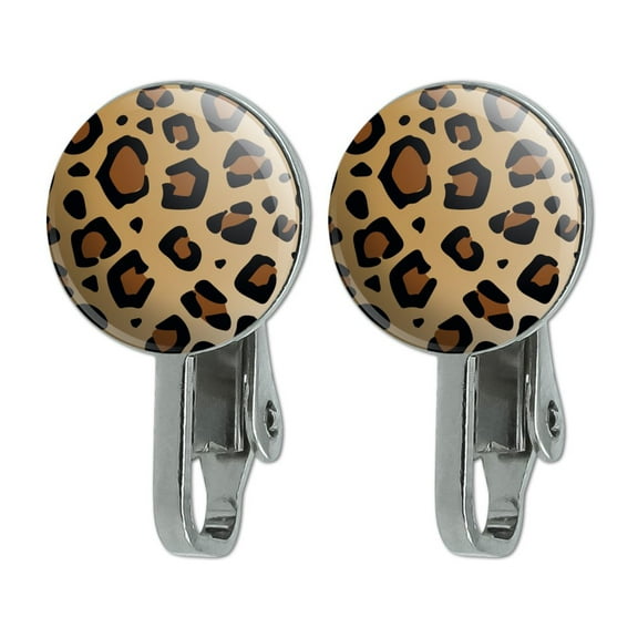 Leopard Print Animal Spots Novelty Clip-On Stud Earrings